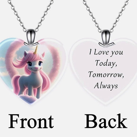 JHDS Jewelry - 💖Heart-Shaped Unicorn Pendant Necklace